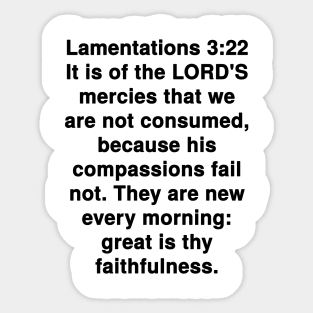 Lamentations 3:22 King James Version Bible Verse Typography Sticker